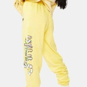 BSR By Samii Ryan Isn't It Lovely Daisy Print Joggers Yellow Size Large